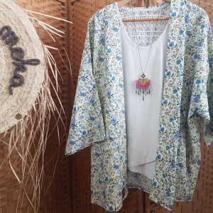 Collection – KIMONOS – FLEURS BLEUES –