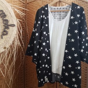 Collection – KIMONOS – ETOILES NOIR & BLANC –