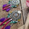 Collection EMMY - CHIC, IMPOSANTE, MAJESTUEUSE ET UNIQUE BOUCLES D 'OREILLES EMMY- VIOLET/FUCHSIA/TURQUOISE- Plumes, perles et tissage - différentes couleurs - Collection EMMY MARIAGE -